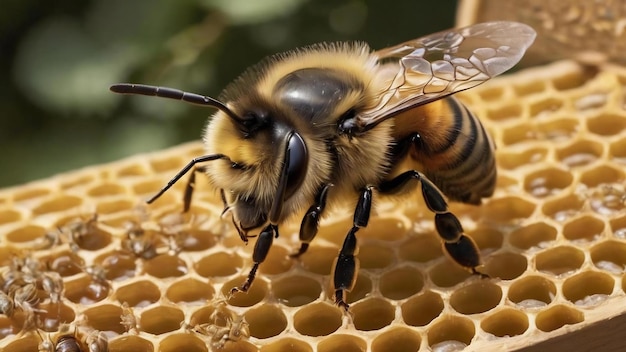 Regal elegance bee breeder's shot showcasing queen bees on comb cells