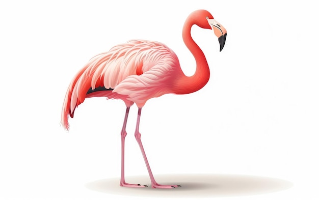 Regal Flamingo Detail on White Background