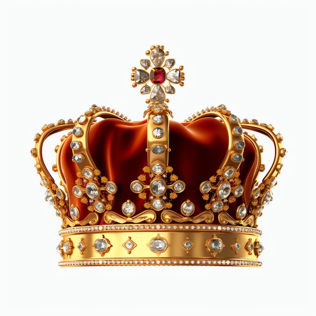 Photo regal golden emperor crown of a king on white background 3d rendering luxury royal king gold crown