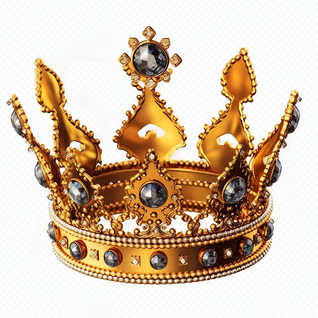 Фото Королевская золотая императорская корона короля на белом фоне 3d-рендеринг роскошной королевской золотой короны