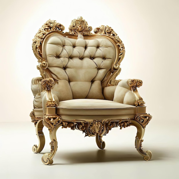 Королевское величество захватывающее фото роскошного королевского кресла, излучающего элегантность и изобилие
