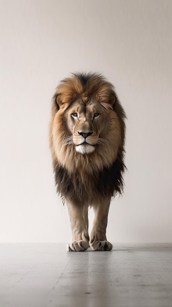 Regal Majesty Minimalistic Studio Photography of a Majestic Lion Generative AI