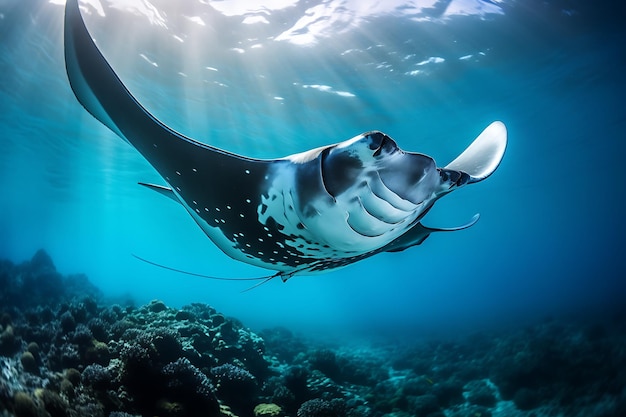 Regal manta ray glidingsea animal photography