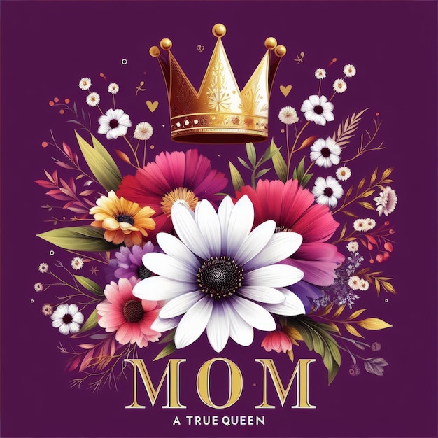 Королевская корона и пышный цветочный букет на День матери
