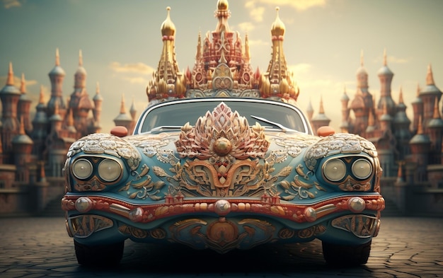 Regal Ride Car with Crown Adorning Its Top Generative AI