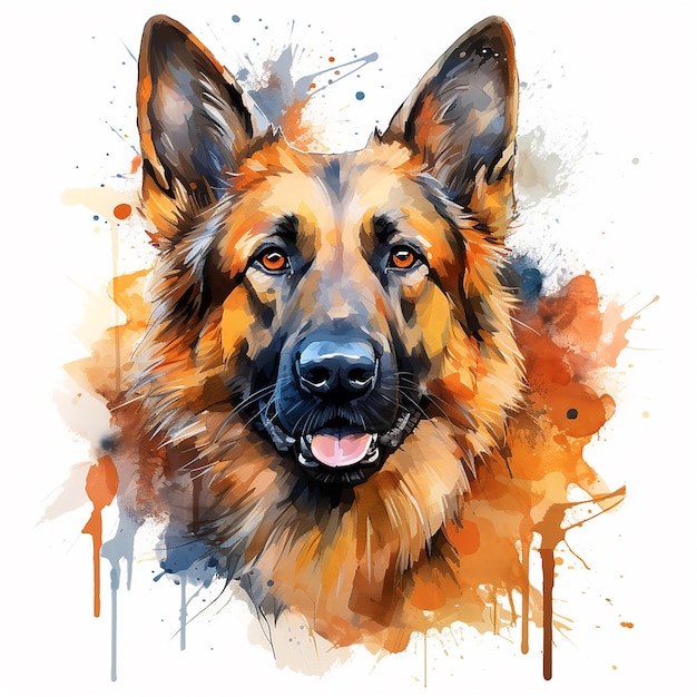 Photo regal shepherd tattoo design of illustrative watercolor german shepherd