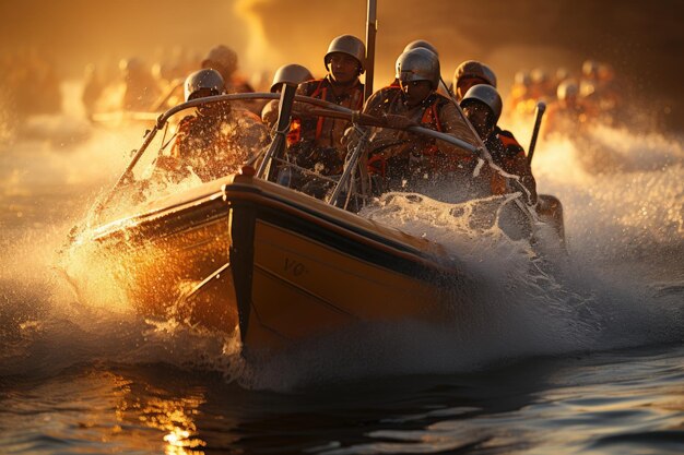 Regatta boats in exciting maritime competition generative ia