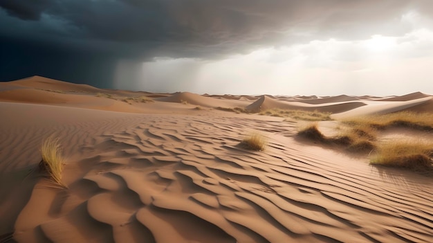 Regen en onweer in de woestijn orkaan storm slecht weer