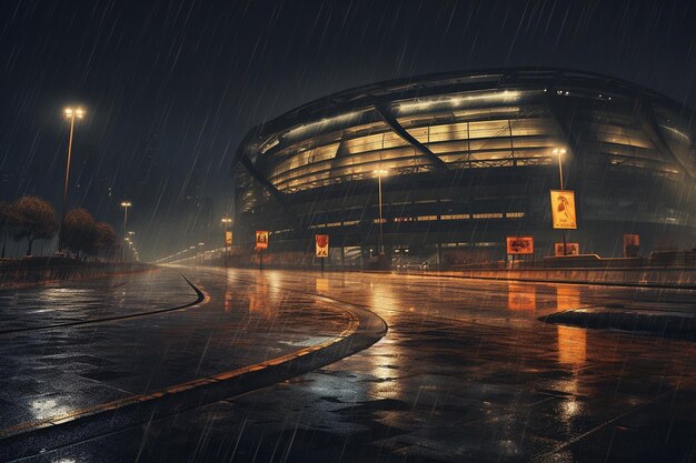 Foto regenachtige nacht bij de sport