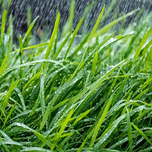 Regenachtige Rhapsody Delicaat regen op jeugdig groen gras