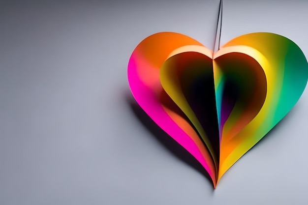 Regenboog gekleurd papier uitgesneden in de liefde hart vorm Papier kunst regenboog hart achtergrond met 3D-effect hart vorm in levendige kleuren vector illustratie