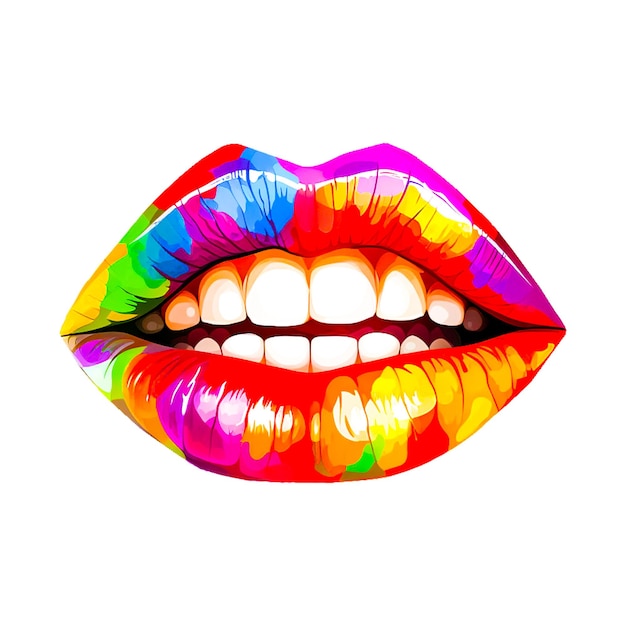 Foto regenboog gekleurde lippen