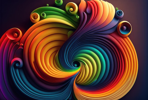 Regenboog golvende spiraal achtergrond abstracte achtergrond Generatieve AI