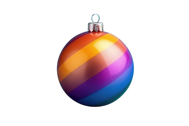 regenboog kerstbal met lint en een boog geïsoleerd op de achtergrond Generatieve AI