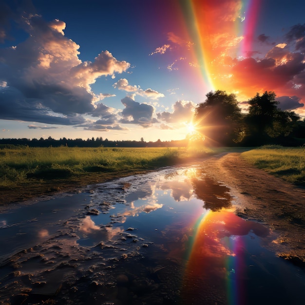 Foto regenboog landschap