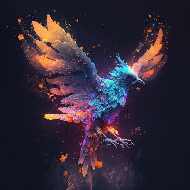 Regenboog Neon Phoenix Vogel