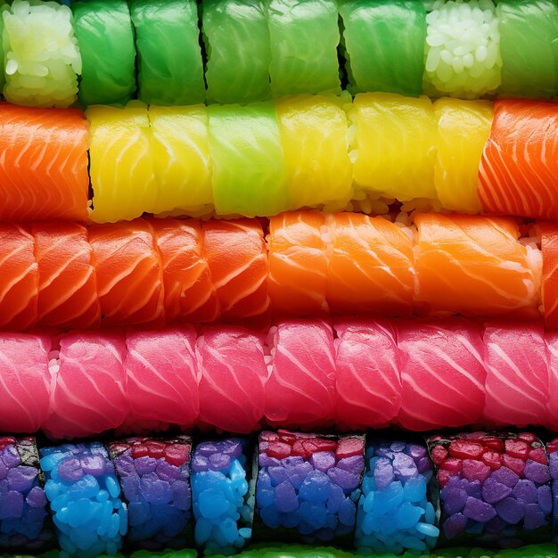 Foto regenboog sushi close-up foto naadloze foto