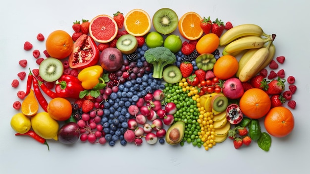 Regenboog van fruit en groenten
