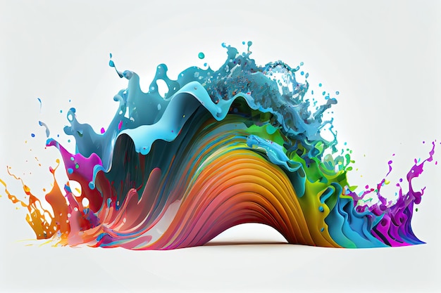 Regenbooggolf Kleurrijke verfplons Geïsoleerd ontwerpelement op witte achtergrond Generatieve AIxA