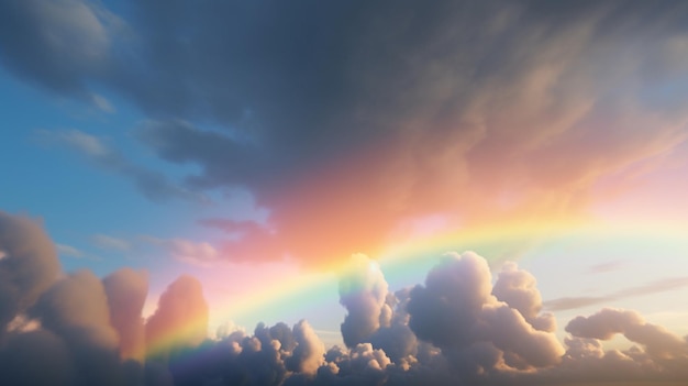 Foto regenbooghemel met wolkenachtergrond