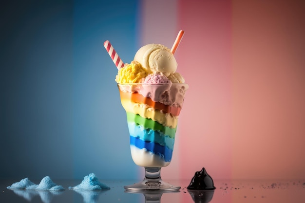 Regenboogijscoupe voor LGBT Pride Day Generative AI