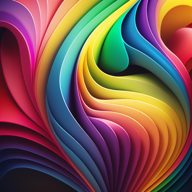 Regenboogkleur 3D abstracte kunst achtergrondafbeelding Ai gegenereerde kunst