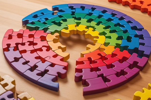 Regenboogkleuren puzzel illustratie generatieve ai