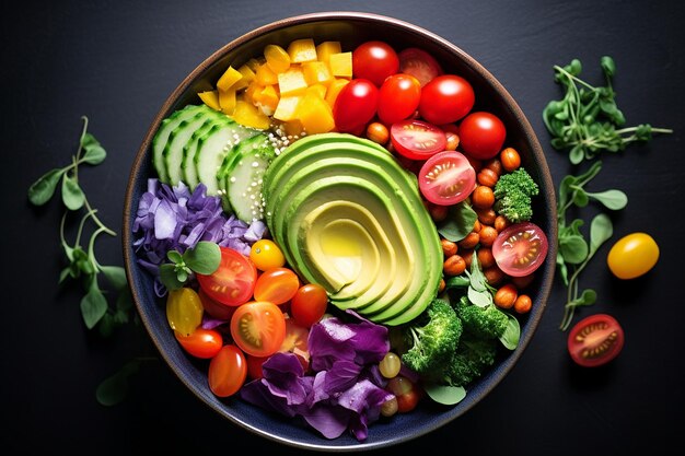 Regenboogsalade met citroen vinaigrette