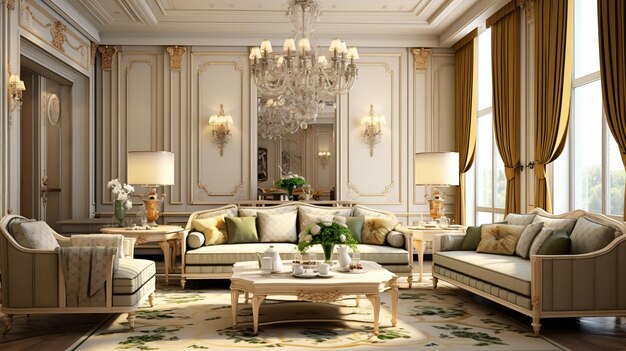 Regency interior design of modern living room