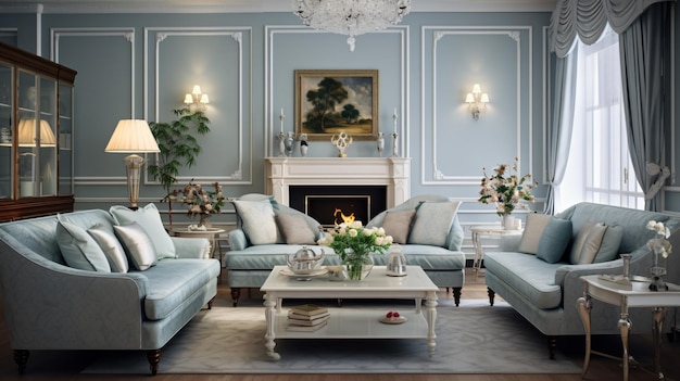 Regency interior design of modern living room