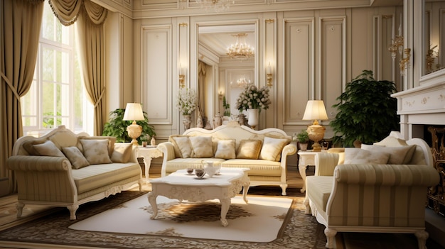 Regency interior design of modern living room