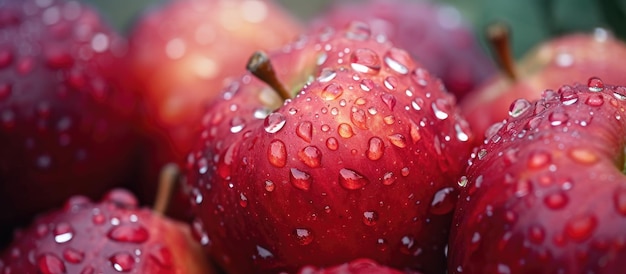 Regendruppels op rijpe rode appels