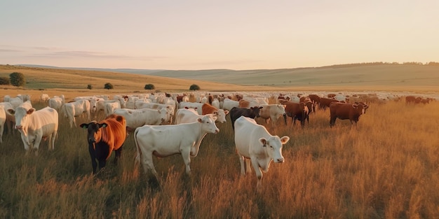 Regeneratieve begrazing met vee in veld Vleeskoeien