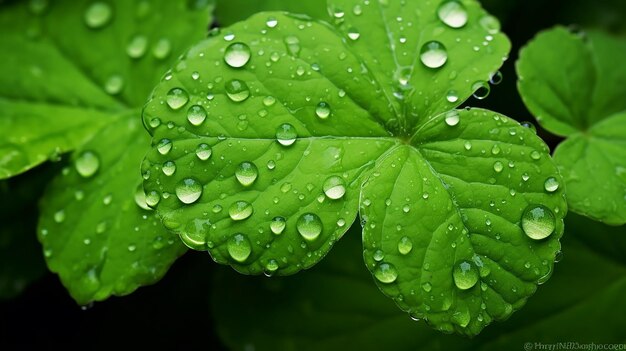 Regenwater druppel op groen blad close-up natuurlijke achtergrond