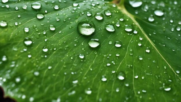 Regenwater op een groen blad macro