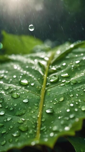 Regenwater op een groen blad macro