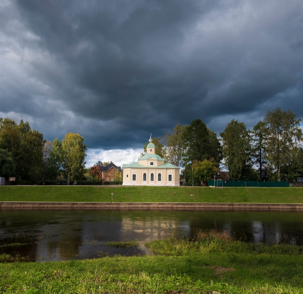 Regimental Church of All Saints in the city of Tikhvin on the river bank