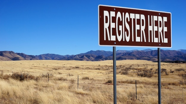 Registreer hier bruin verkeersbord