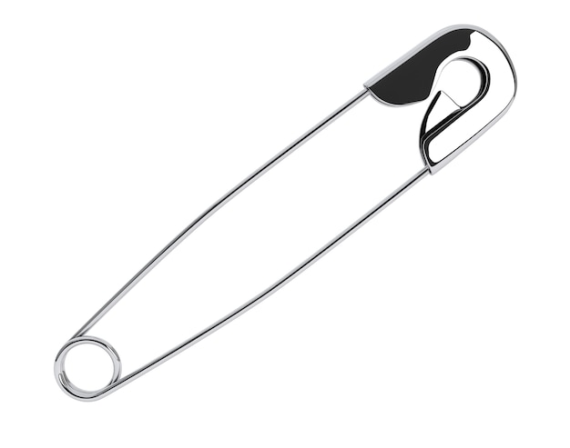 A regular safety pin on a white background