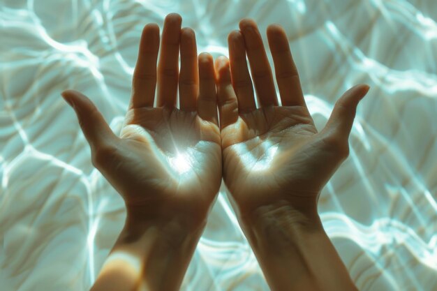 Reiki Healing Energy Vrouwelijke handen met witte energie tussen