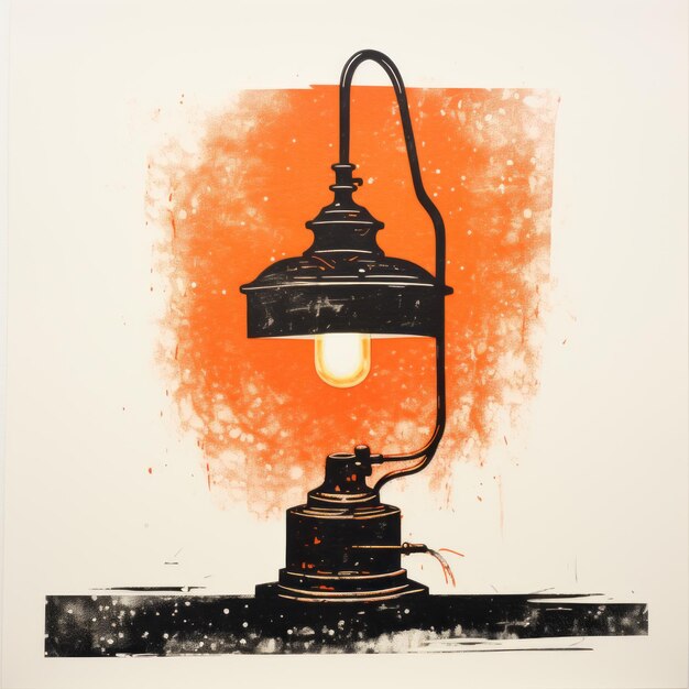 Foto reimagined gas lamp print op oranje achtergrond door industrial light and magic