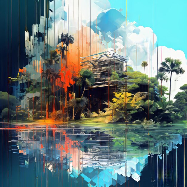 Photo reimagining nature a kaleidoscope of constructivist glitch art