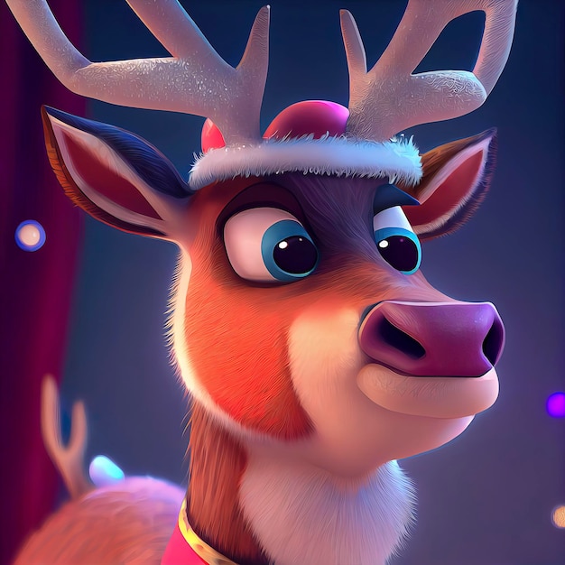 Premium Photo Reindeer in christmas animated illustration