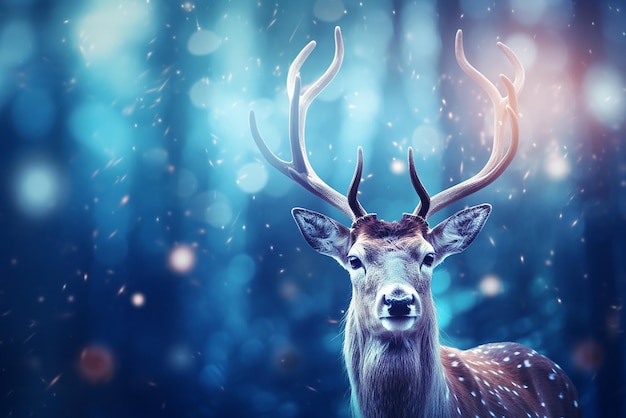 A reindeer on a Christmas background