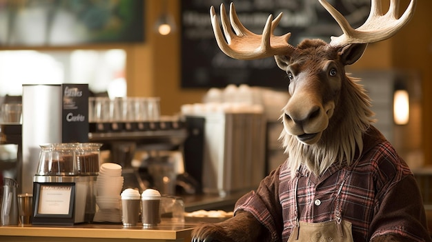 Foto rane vestite da barista che servono caffè