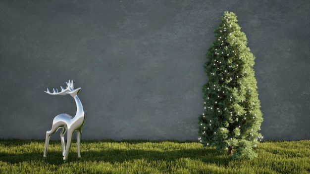 Reindeer at garden 3d illustration