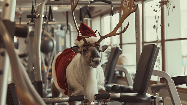 a reindeer head with a santa hat on it