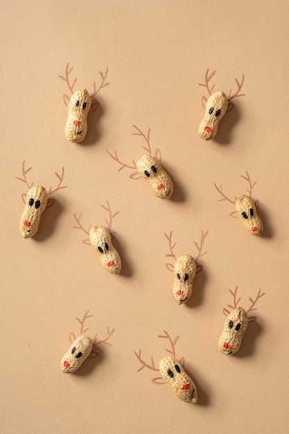 Reindeer heads made with peanuts pattern