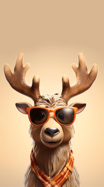 Photo reindeer illustration wearing sunglasses