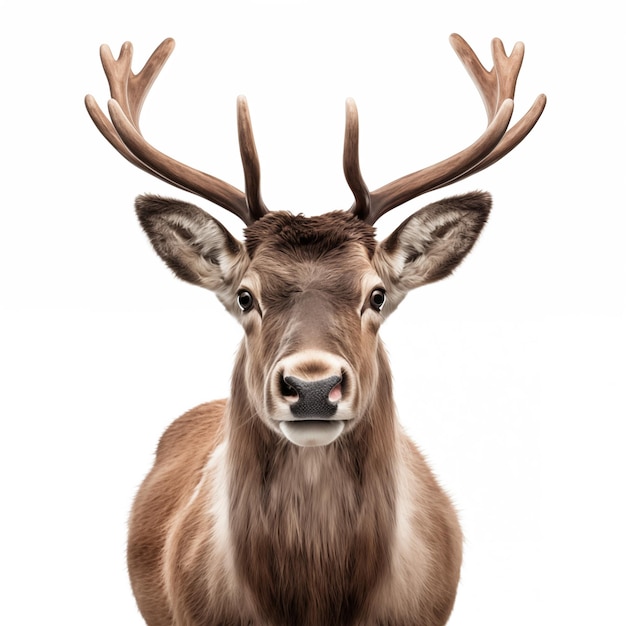 A reindeer on an isolated white background